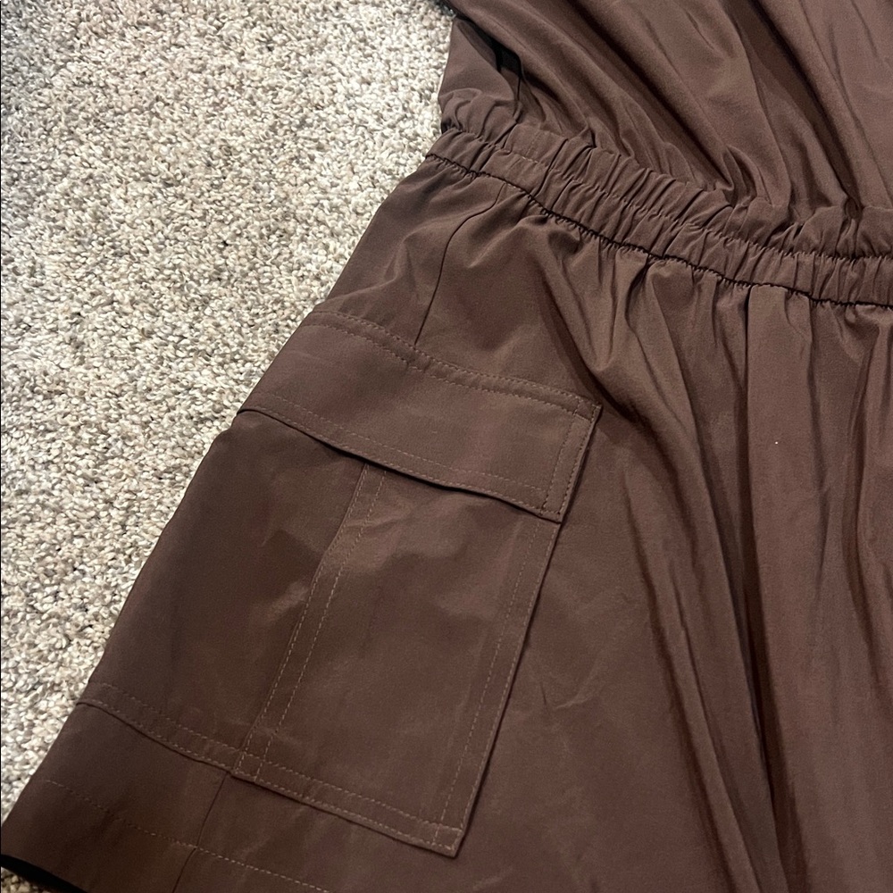 Vuori Brown Sleeveless Romper with Pockets - Picture 2 of 2